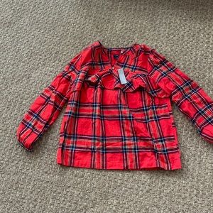 J. Crew plaid ruffled shirt